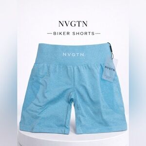 NVGTN Seamless Biker Shorts Size S Blue New With Tag 7” Inseam No Scrunch